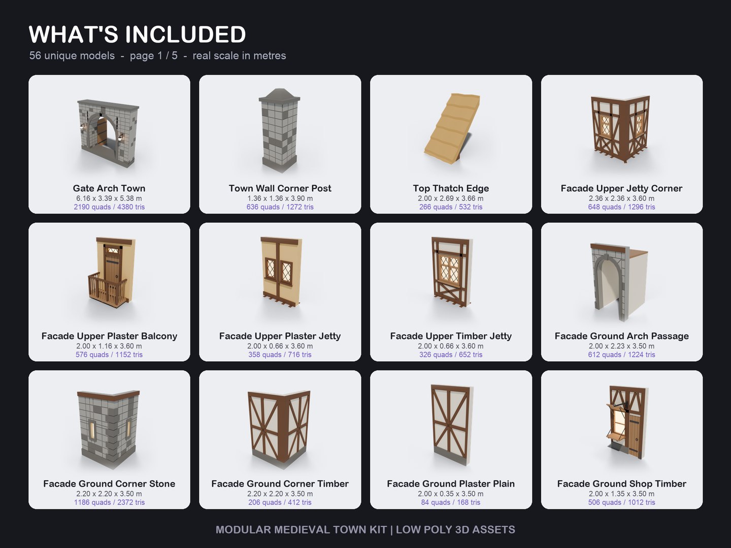 3D Low Poly Modular Medieval Town Kit - 56 Game Ready Models https://p.turbosquid.com/ts-thumb/jD/zyrBgP/lu/19_included_1/png/1791110521/1920x1080/fit_q87/76e314e90571cc95db76c37dea394acedbc149f9/19_included_1.jpg
