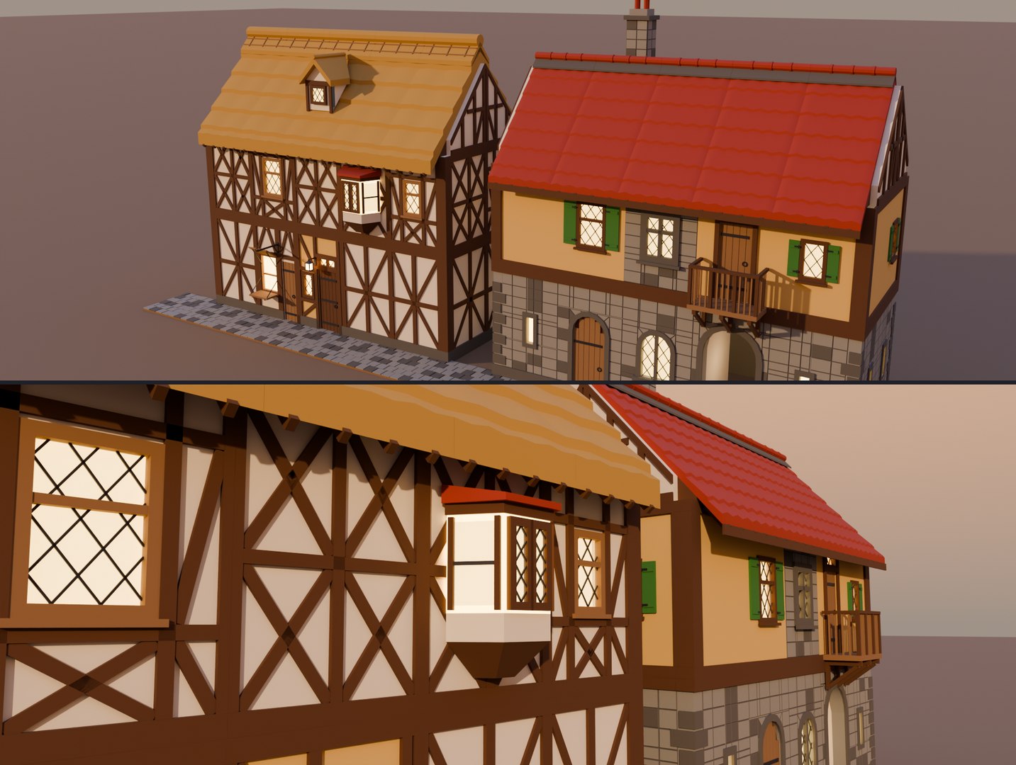 3D Low Poly Modular Medieval Town Kit - 56 Game Ready Models https://p.turbosquid.com/ts-thumb/jD/zyrBgP/w8/03_tiling_demo/png/1791110396/1920x1080/fit_q87/50a4648e80f75b8443129cb1e9f7ad3b2623e628/03_tiling_demo.jpg