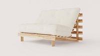 Modern Armless Futon Sofa Bed with Exposed Pine Frame