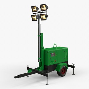 PBR Mobile Light Tower Generator A - Green model