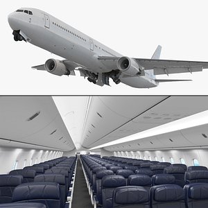 3D Boeing 767 400 with Cabin and Doors Rigged