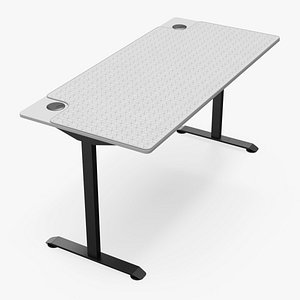 3D PC Gaming Desk with Textured Mouse Pad White