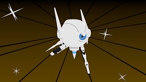 blue-eyed robot drone low poly anime rigged