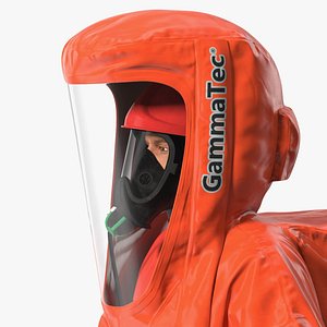 3D model Heavy Duty Chemical Protective Suit Red Rigged for Maya