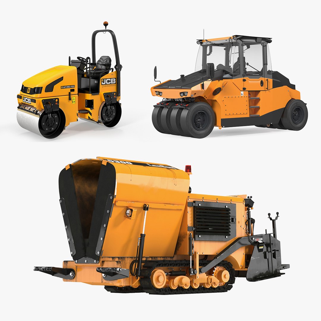 Rigged Road Compactors Collection 3D model preview