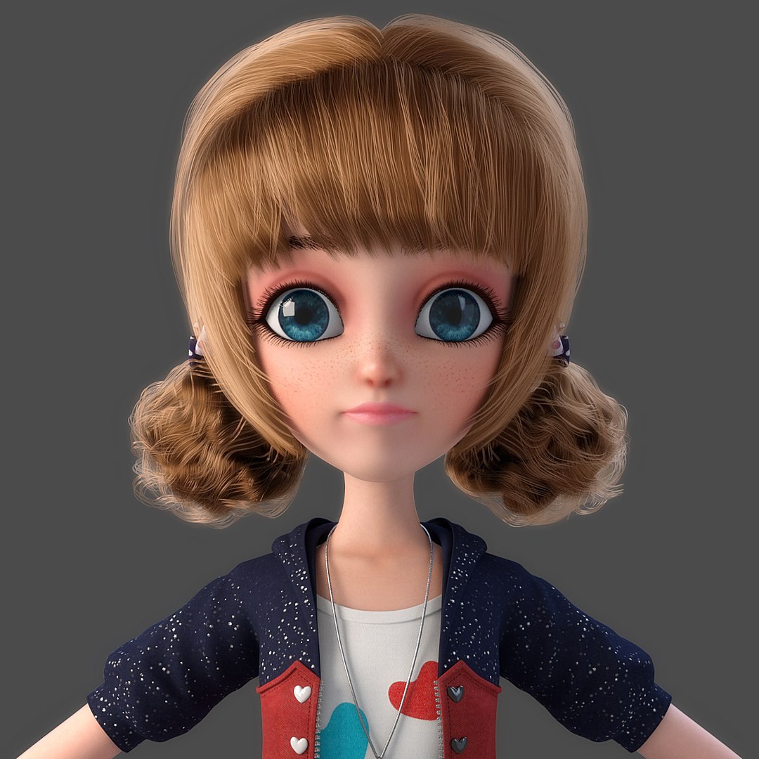 Cartoon Girl Rigged 3D Model - TurboSquid 1214324