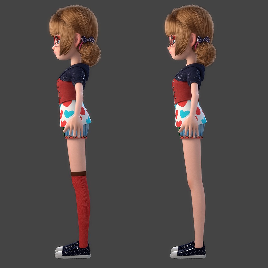 Cartoon Girl Rigged 3d Model Turbosquid 1214324