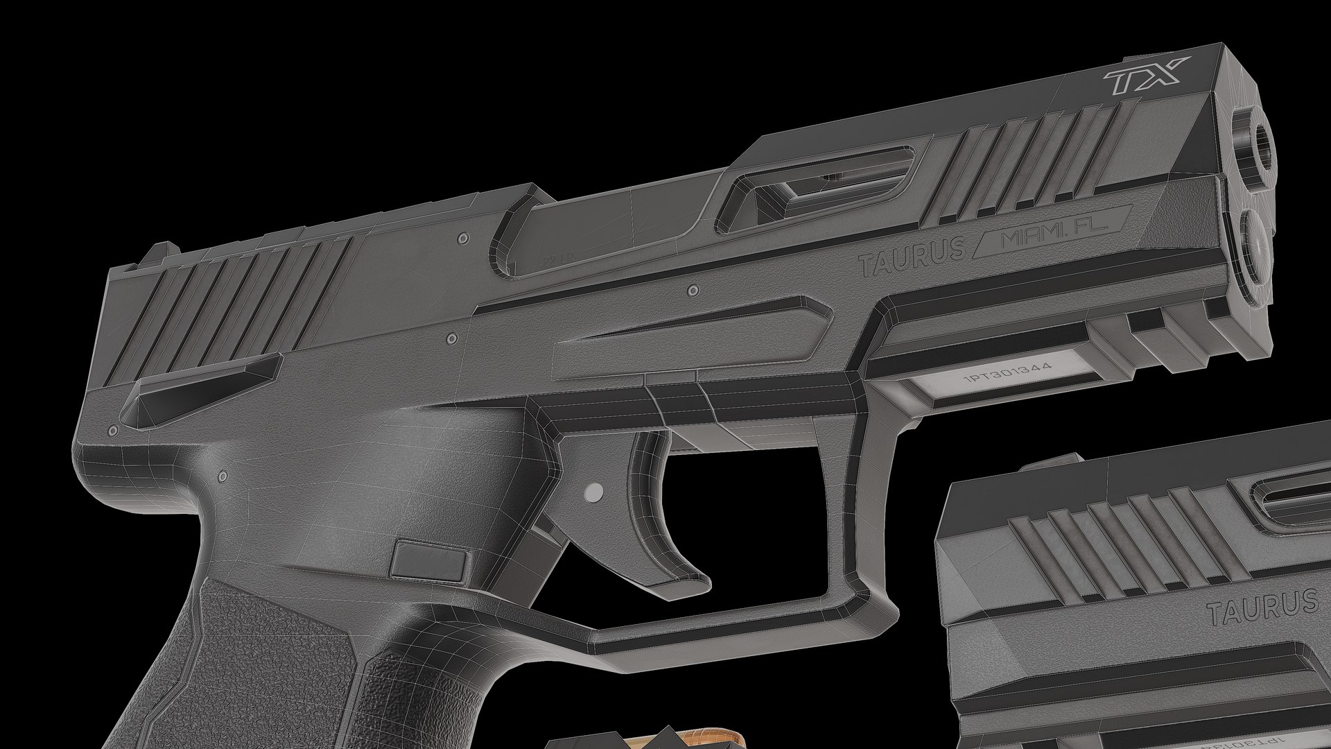 3D Taurus TX22 Gen 2 pistol model https://p.turbosquid.com/ts-thumb/jE/OFYhMv/5x/wire0005/png/1775923896/1920x1080/fit_q87/d7f9805dc222cda9386128a1e5782cae5111a74a/wire0005.jpg
