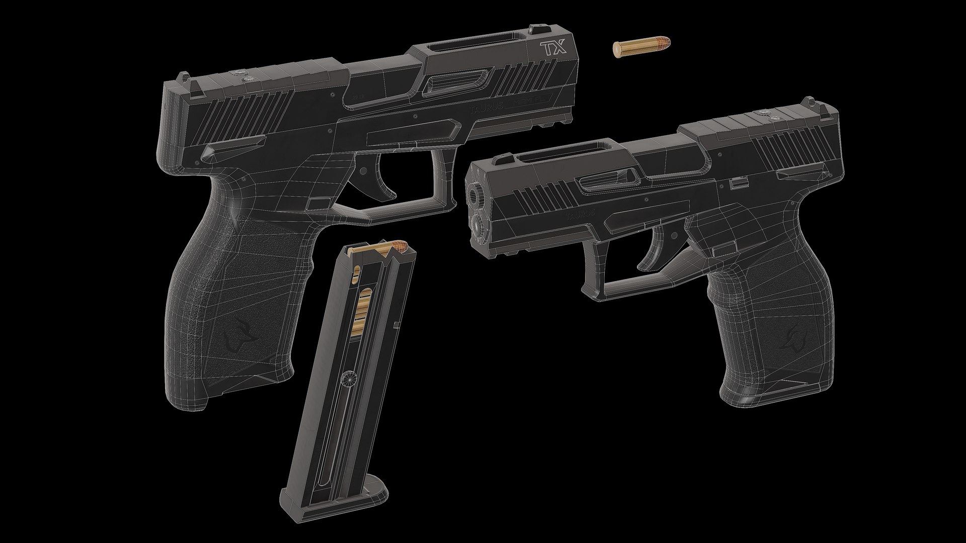 3D Taurus TX22 Gen 2 pistol model https://p.turbosquid.com/ts-thumb/jE/OFYhMv/K5/wire0001/png/1775923891/1920x1080/fit_q87/8e9778897d47dc1e2c6fa9c51b1423c5157c8335/wire0001.jpg