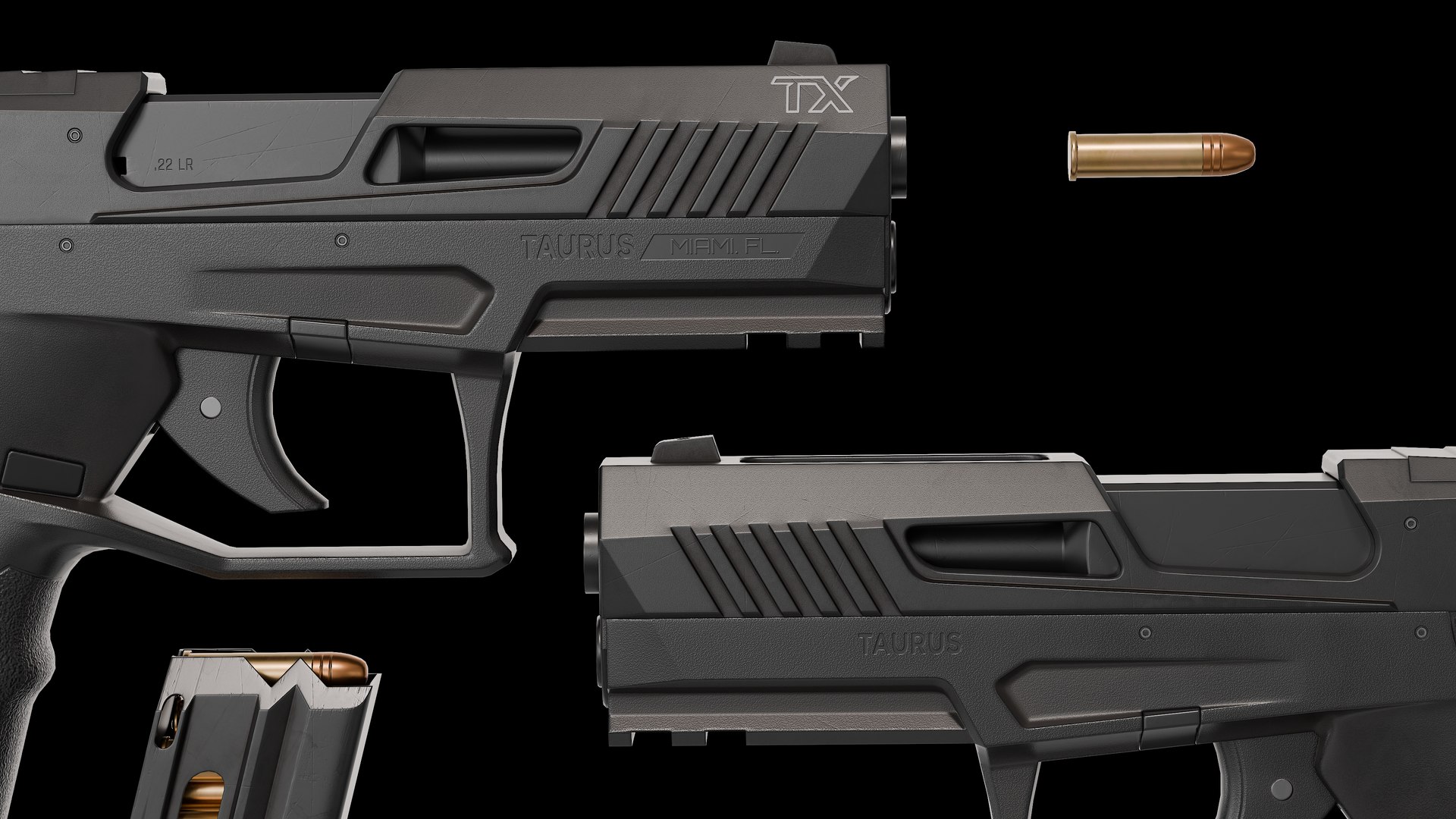 3D Taurus TX22 Gen 2 pistol model https://p.turbosquid.com/ts-thumb/jE/OFYhMv/Yn/prev0010/png/1775923891/1920x1080/fit_q87/cd9feb95be86471bb8590df6dec201b4123d77ce/prev0010.jpg