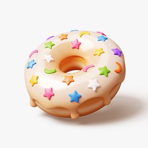 Donut with Star Sprinkles 3D