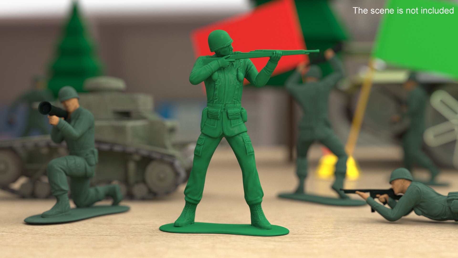 Green Plastic Toy Soldier With Rifle Shooting 3D Model - TurboSquid 2199186
