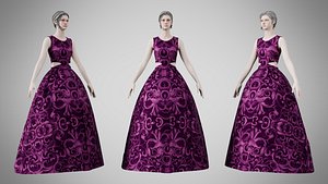 3D Dress 32 Amethyst Glow Velvet v2 model
