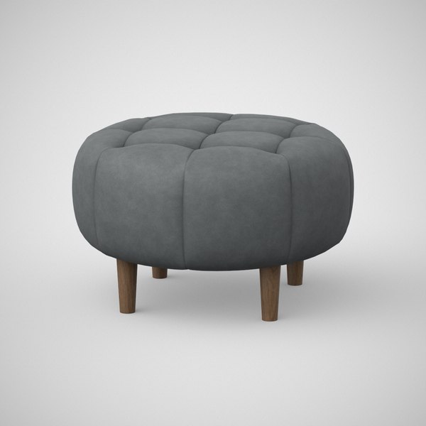 3D Landon rose round Ottoman grey