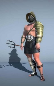Gladiator with trident - 3d model