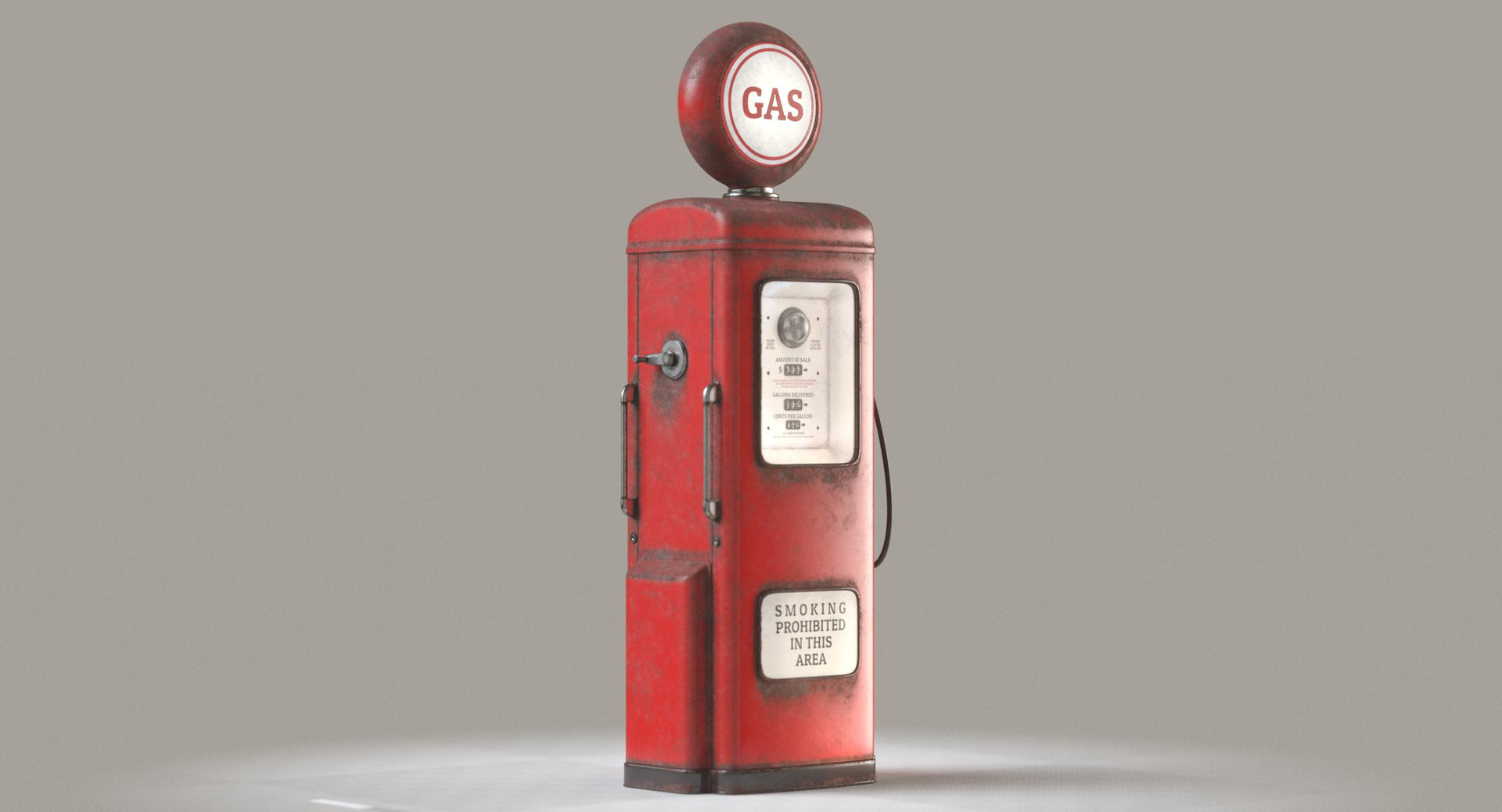 Standalone Vintage Gas Pump with Movements 3D