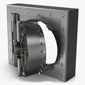3D bank vault door open model