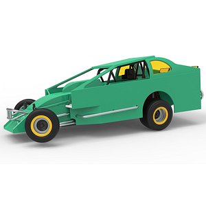 Northeast Dirt Modified stock car while turning Version 2 Scale 1 to 25 3D