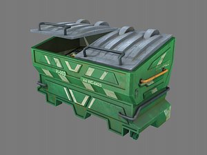 3D pbr green dumpster