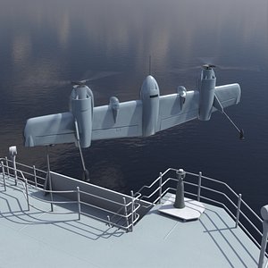 Rotor Blown Wing UAS Drone Gray Rigged 3D