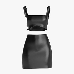 Female leather top and skirt