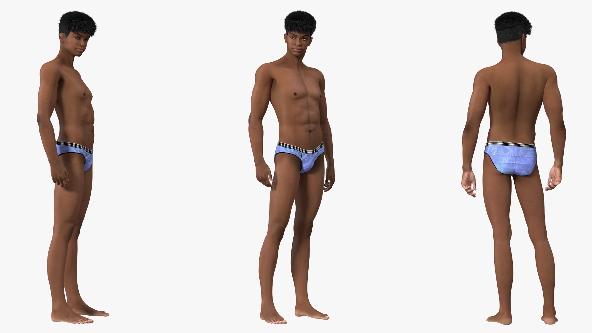 Light Skin Young Man Stand Pose 3D model preview