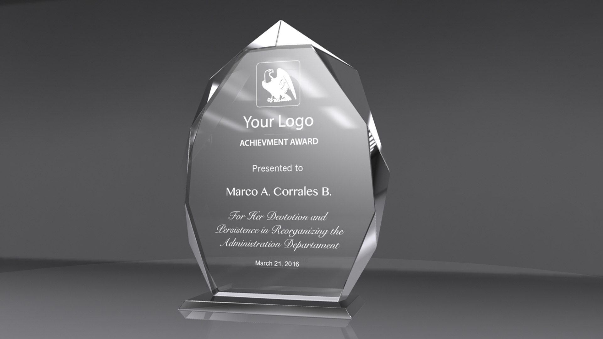 3d award glass model