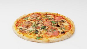 Pizza with mushrooms and sturgeon
