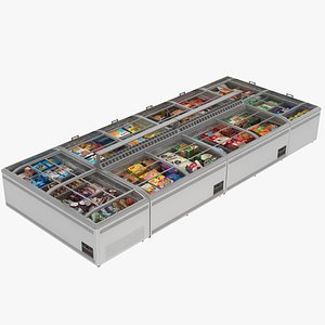 3D Display Island Freezer Moduler with Frozen Foods
