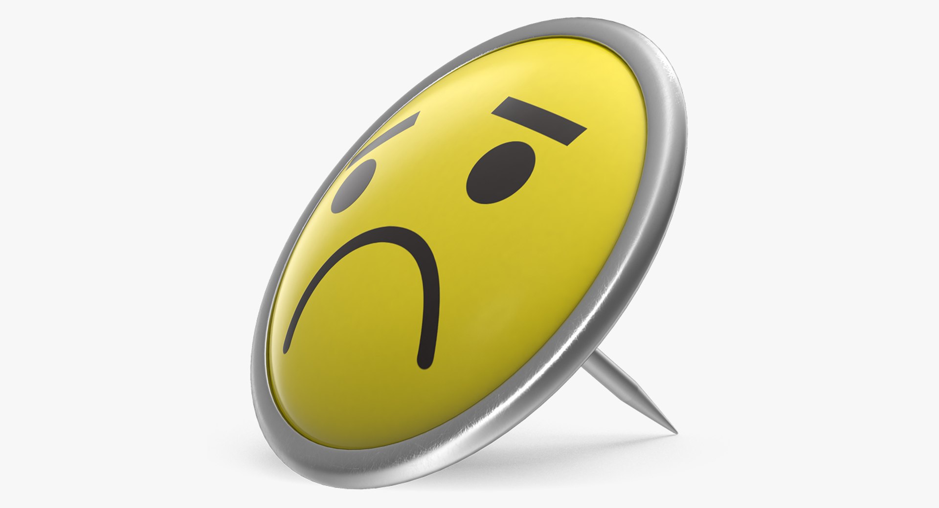 Round Pin Unhappy Face 3D model preview