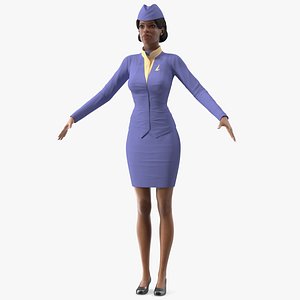 3D dark skinned black stewardess model