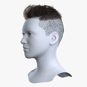 3D Men Textured Faux Hawk Brown Hair with Shaved Sides 3D Asset