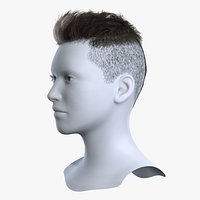 Men Textured Faux Hawk Brown Hair with Shaved Sides 3D Asset