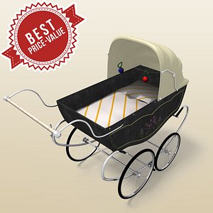3d model retro stroller