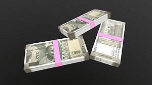 Indian 500 Note Currency Bundle AR VR PBR model