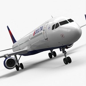 Delta Air Lines Airbus A321 with Cabin and Cockpit Rigged for Maya