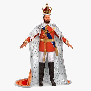 3D model Medieval Monarchs Wearing Robe with Fur
