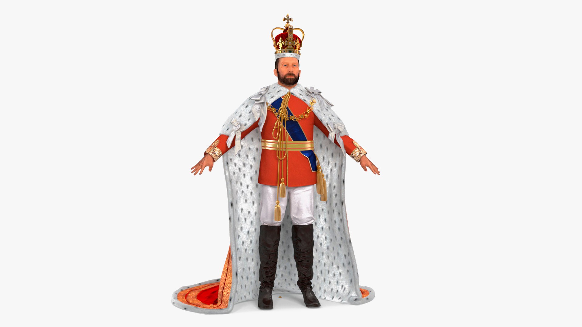 Medieval Monarchs Wearing Robe with Fur 3D model preview