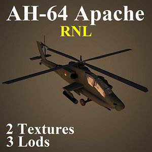 3d model ah-64 apache rnl attack helicopter