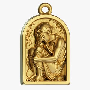 Sad Reflective Pendant 3D model