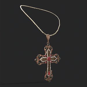 Medieval Cross Necklace 3D