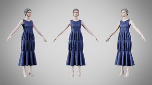 Dress 24 Midnight Blue Velvet With Design