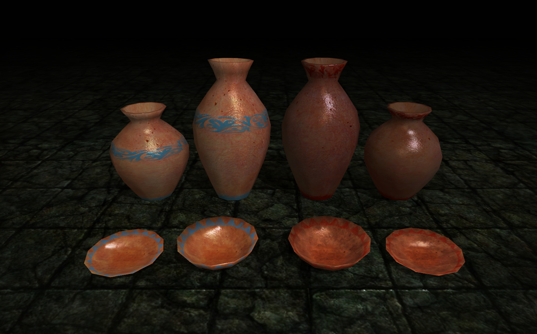 3d model breakable vases bowls