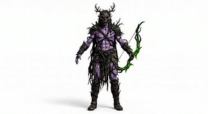 Corrupted Forest Elf Rigged Animated Game Ready