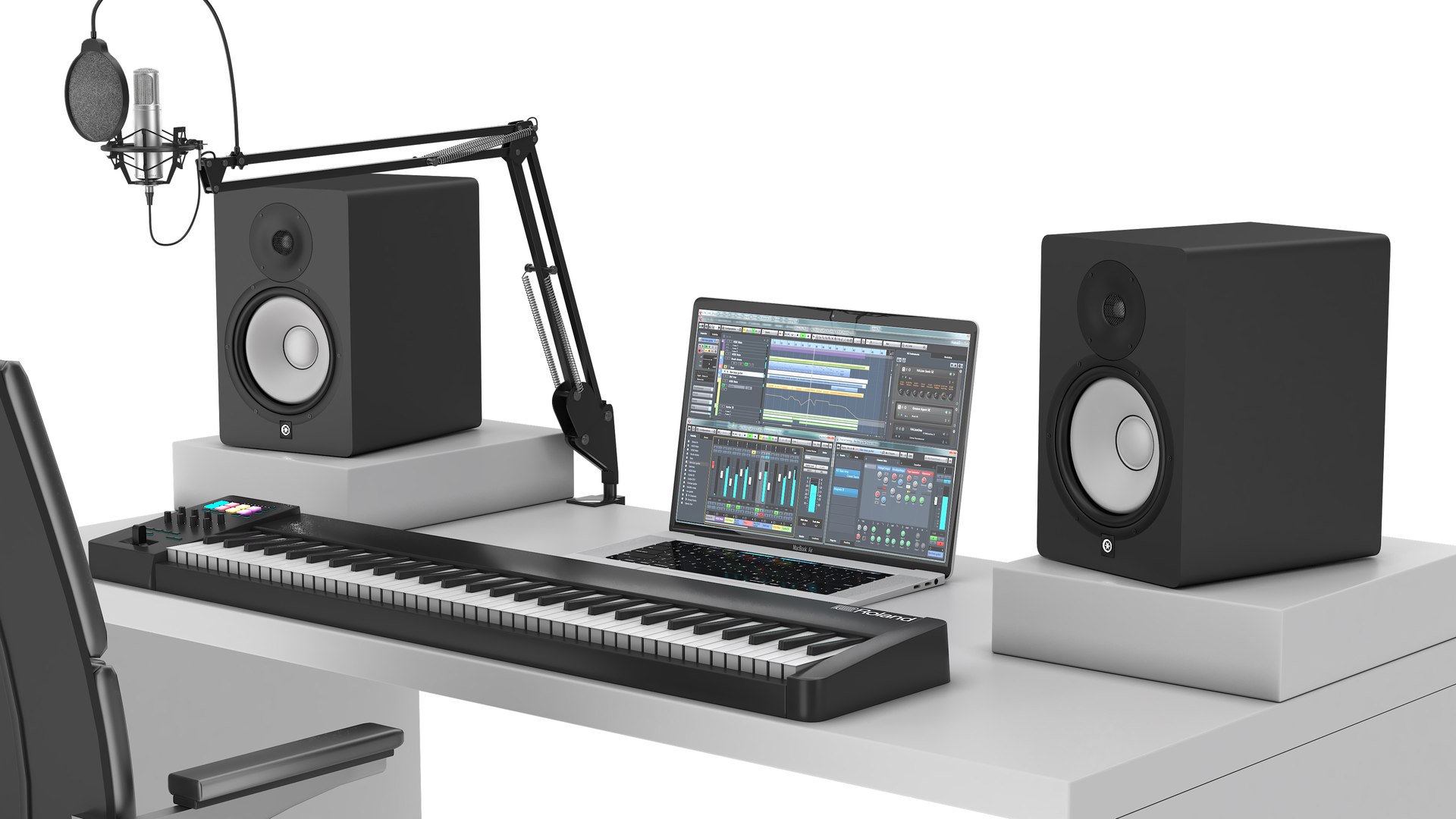 3D Model Home Music Studio Desk - TurboSquid 2296604