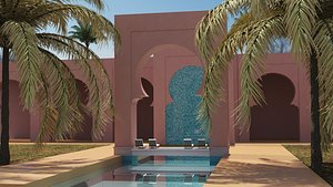 3D moroccan hallway model