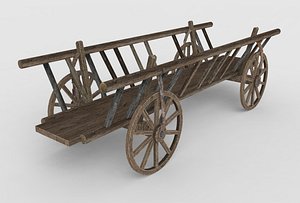 3d model wooden cart