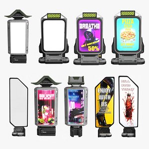 Sci-fi Billboard Sign set of 3