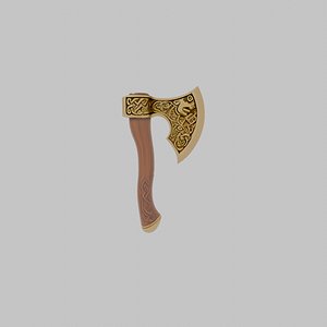 Viking Axe PBR Gold 3D model