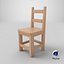 Modello 3D di sedia in legno per mobili - Risorsa dettagliata per progetti di interior design